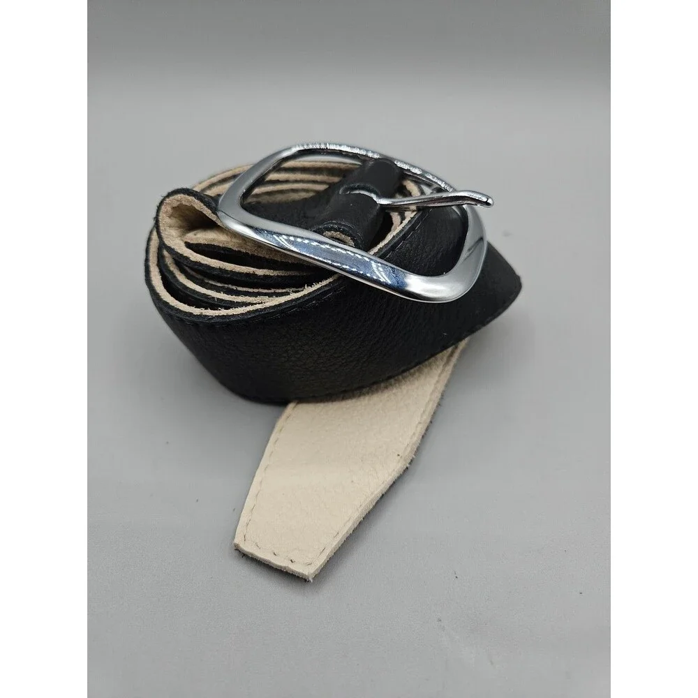 Crescent Reversible Black Tan Soft Leather Belt Size 35 Hand Made In USA 1.75